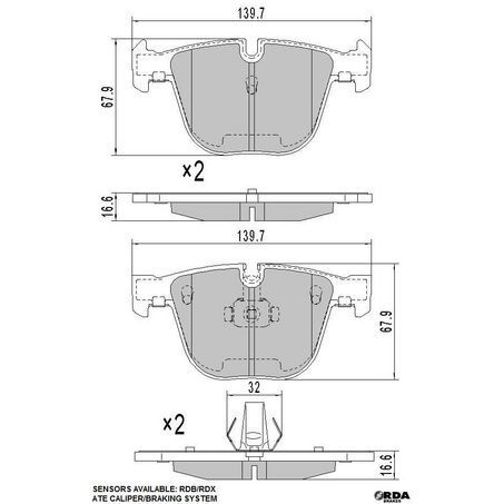 RDA Rear Brake pads for BMW X6 F16 40d, M50d, 50i 2015-On
