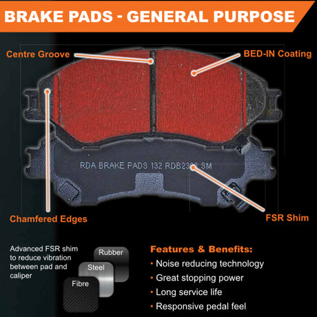 RDA Front Brake pads for Jeep Wrangler 2.8TD, 3.6L, 3.8L 2008-2016