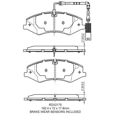 RDA Front Brake pads for Landrover Discovery V 2.0TD, 3.0TD V6 2017-On Type 1