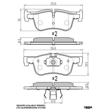 RDA Front Brake pads for BMW 118 F20 2.0TD, 1.6T 1/2012-6/2015 ATE Cal
