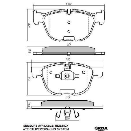 RDA Front Brake pads for BMW X6 F16 3.0L 30d Non M Sport 2013-2018