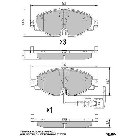 RDA Front Brake pads for Skoda Octavia Limited Edition NX DKZA 2.0L (140kw) 12/2020-On