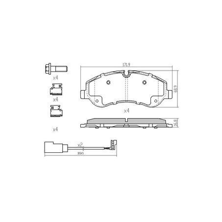 RDA Front Brake pads for Ford Transit VN, VO 2.2L, 2.0L LWB DRW 2014-On fits TRW Caliper