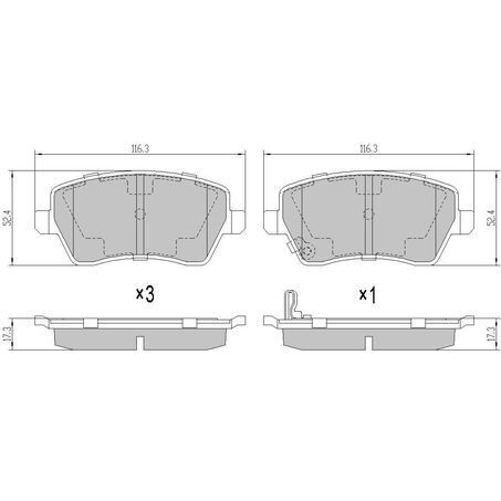 RDA Front Brake pads for Renault Clio MK IV X98 0.9L, 1.2L 9/2013-On 17" Wheels