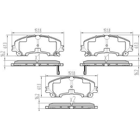 RDA Front Brake pads for Holden Trailblazer Z71 LT, LTZ U156 2.8L Diesel 4WD 10/2016-Onwards Type 2 Cut Ears
