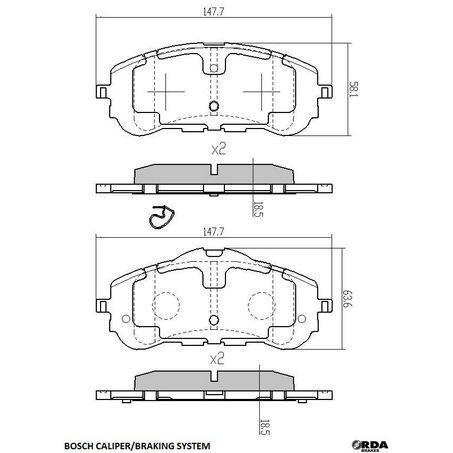 RDA Front Brake pads for Peugeot 308 1.2T, 1.6T, 2.0TD 2014-Onwards Type 3