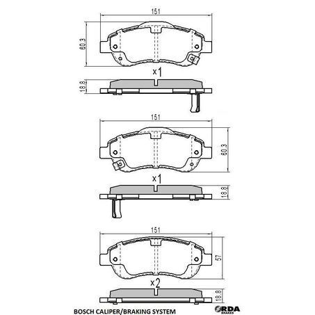 RDA Front Brake pads for Honda CRV 1.6TD, 2.0L, 2.2TD 2012-2017 Type 1
