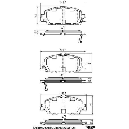 RDA Front Brake pads for Honda HRV RU 1.5L, 1.8L 2015-On