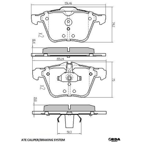 RDA Front Brake pads for Jaguar F-Type X152 V6 & V8 7/2014-Onwards Type 1