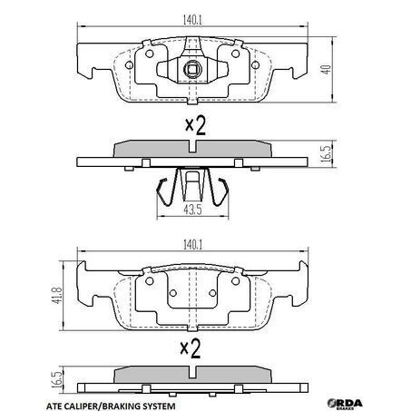 RDA Front Brake pads for Renault Clio MK IV X98 0.9L, 1.2L 9/2013-On Type 4 Large Rose Clip