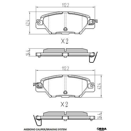 RDA Rear Brake pads for Mazda CX-8 KG 2.2L Twin Turbo AWD Sport 6/2018-Onwards Type 2 Suits Disc with Dia 303mm