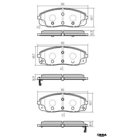 RDA Front Brake pads for Kia Carnival YP 2.2L, 3.3L 9/2014-On