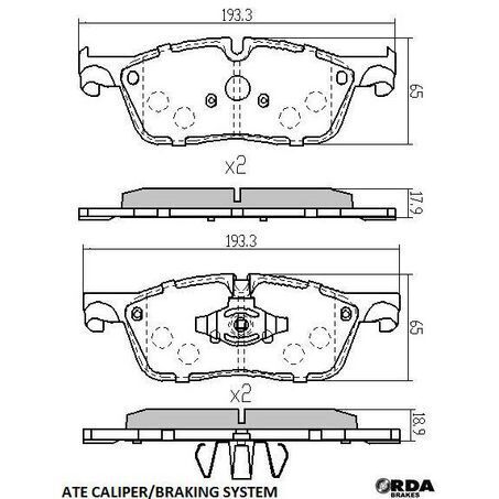 RDA Front Brake pads for Jaguar F-Pace 2.0L Turbo 4WD, 2WD, 3.0L Supercharged 2017-On Type 2