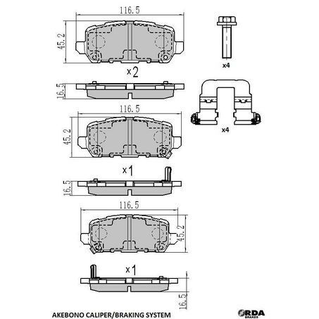 RDA Rear Brake pads for Honda HRV RU 1.5L, 1.8L 2015-On