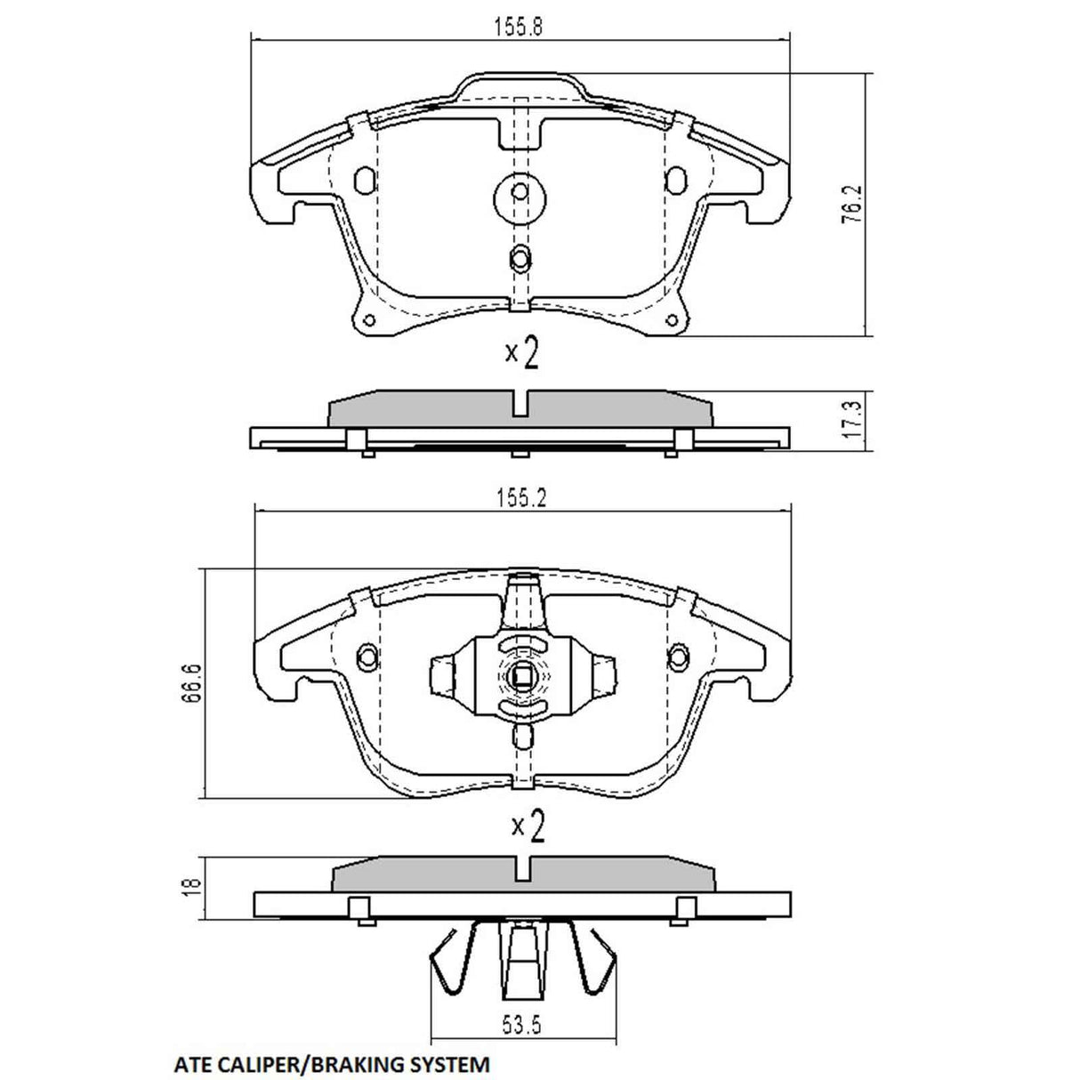 Front RDA Disc Brake Pads for Ford Modeo 2.0L 2015 Onwards