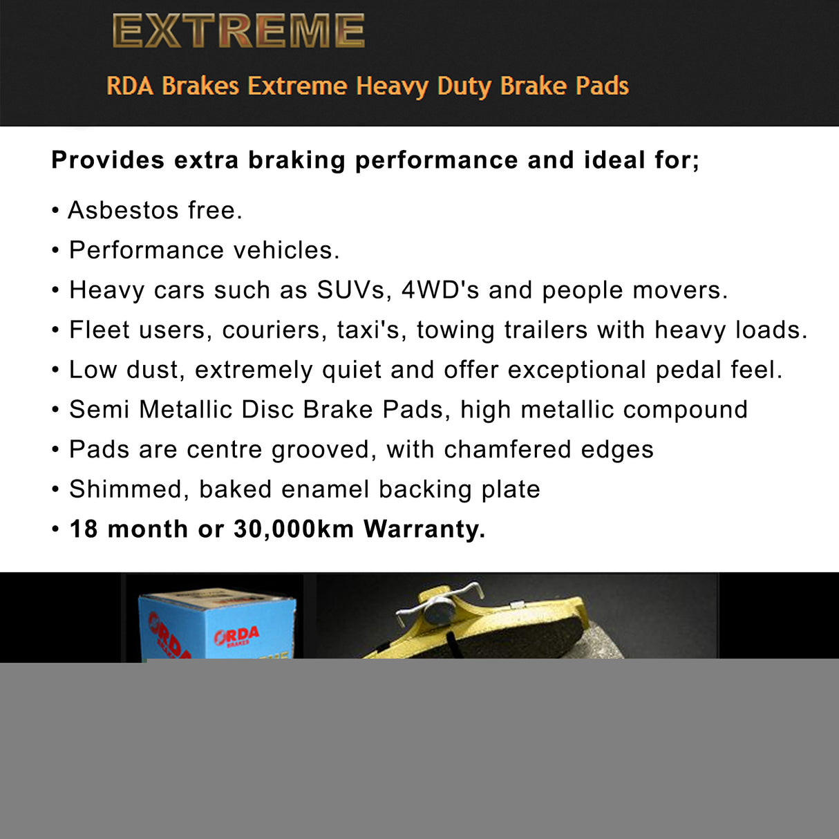 RDA Front Extreme Disc Brake Pads for Subaru Liberty B4 5/2001-ON