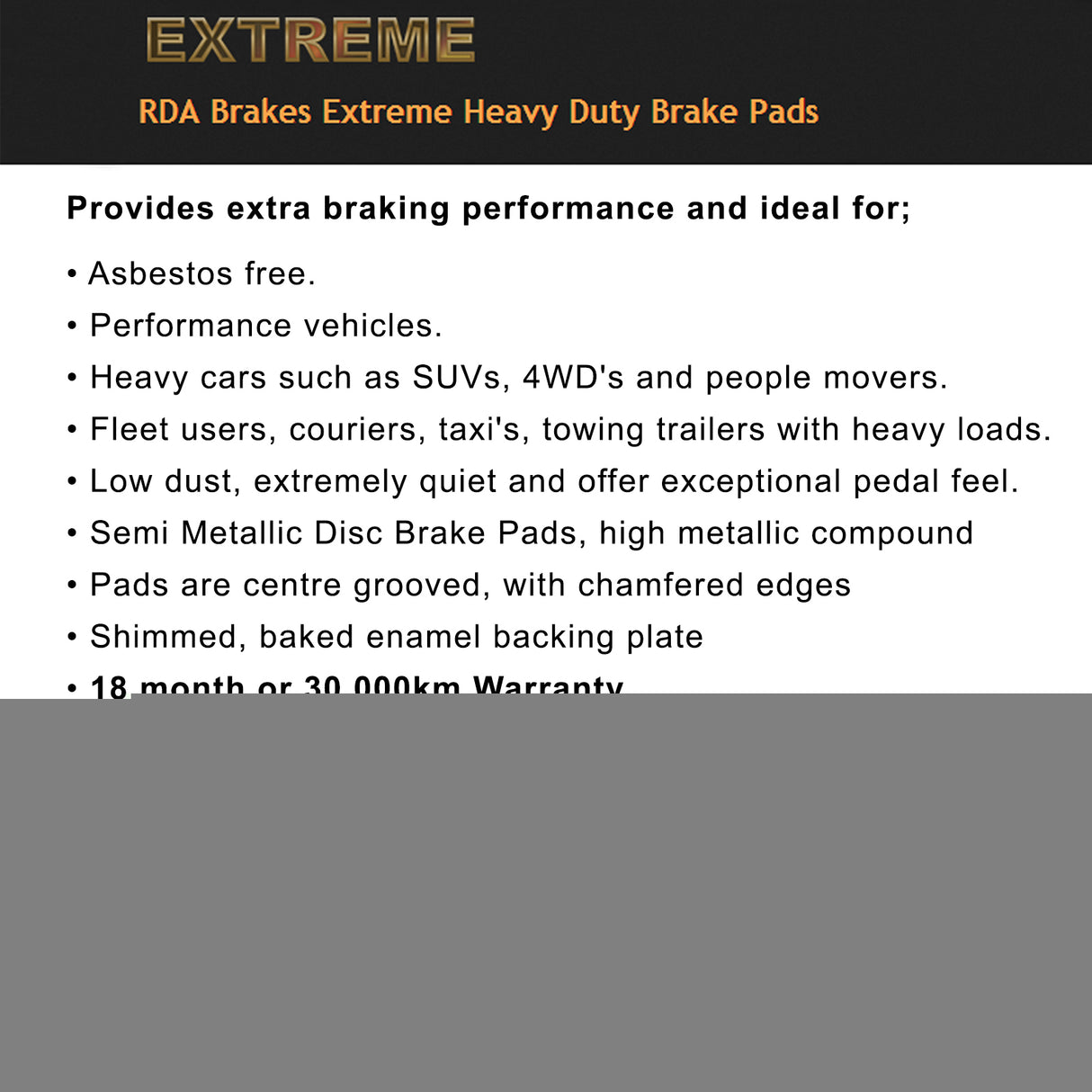 RDA Front Extreme Disc Brake Pads for Subaru Impreza 1.8 AWD 1993-1996