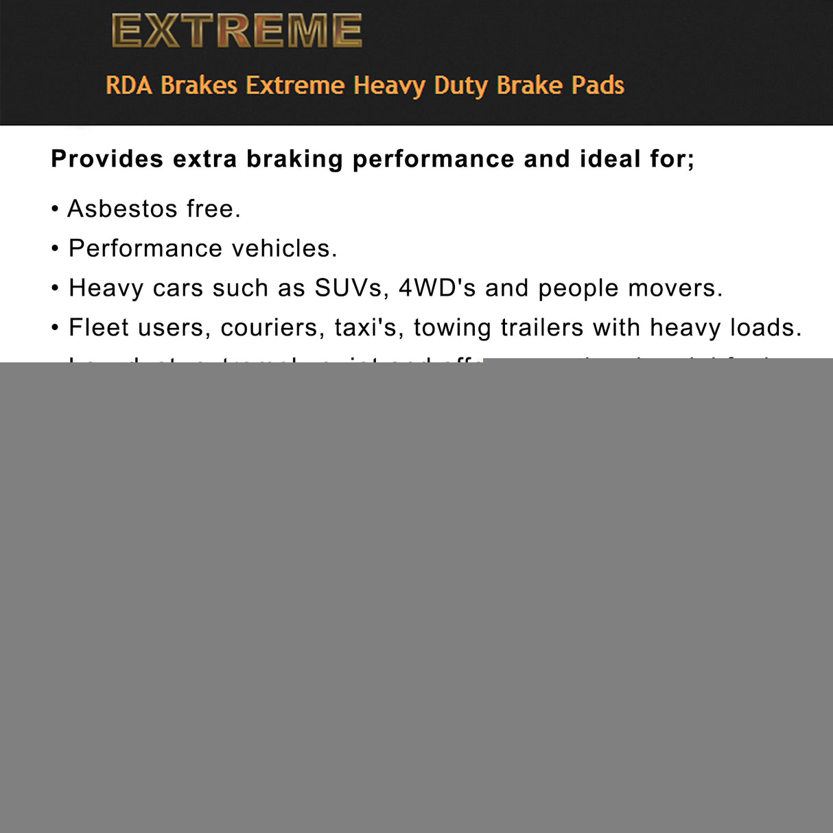 RDA Front Extreme Disc Brake Pads for Subaru Impreza 2WD 1993-1999