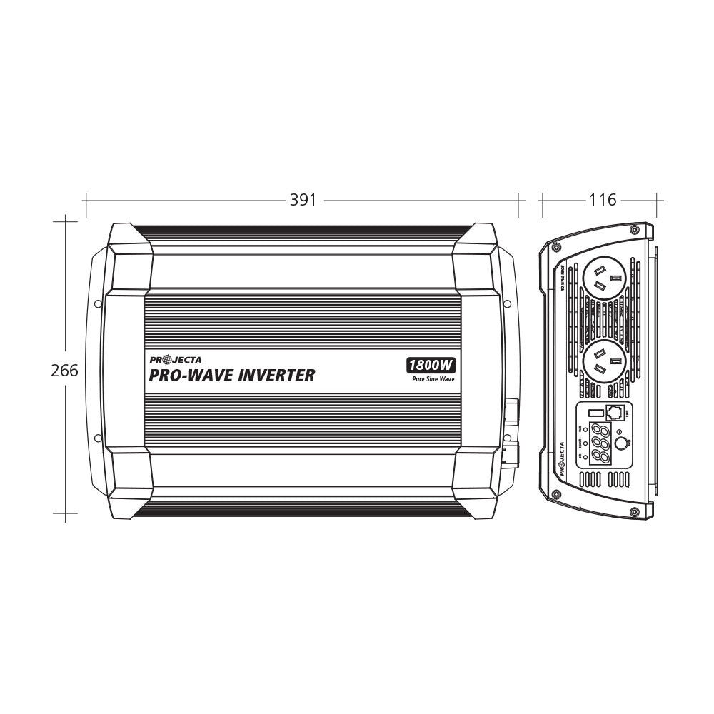 Projecta 1800W Power Inverter Pure Sine Wave 12V 12 Volt Car Dc To Ac Pw1800