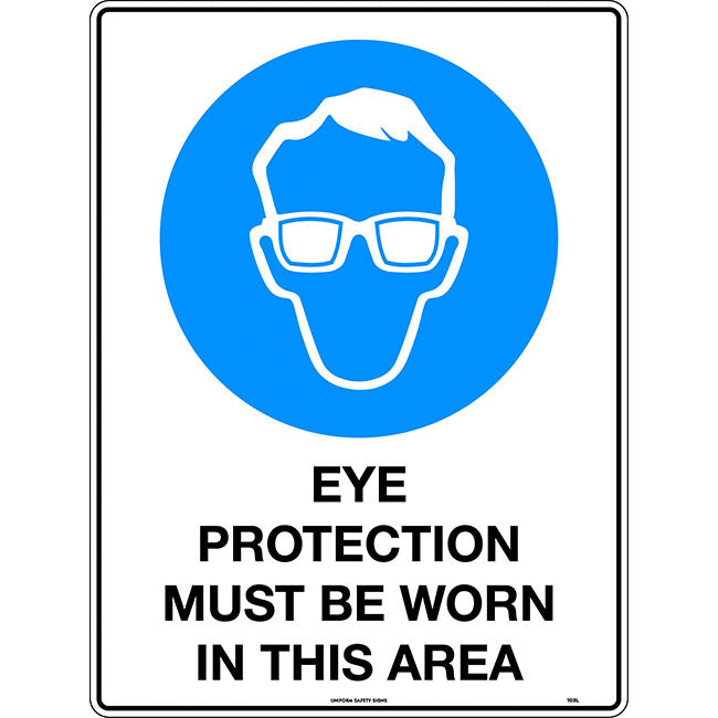 Eye Protection Must Be Worn In This Area Mining Safety Sign 450x300mm Poly