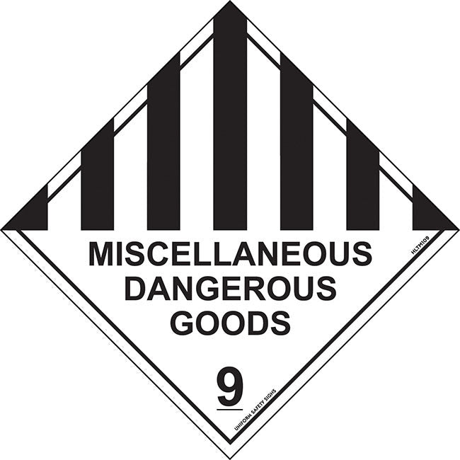 Miscellaneous Dangerous Goods 9 Hazchem Sign 270x270mm Self Adhesive