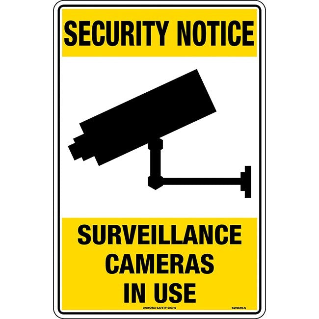 Security Notice Surveillance Cameras In Use 450x300mm Metal