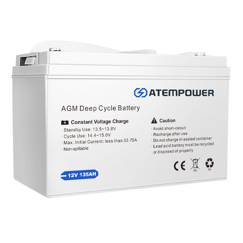 ATEM POWER 135Ah 12V AGM Deep Cycle Battery Portable 4WD Sealed Marine Solar SLA