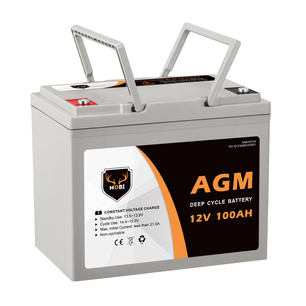 Mobi 100Ah Deep Cycle Battery 12V AGM Marine Sealed Solar Power Portable 4WD