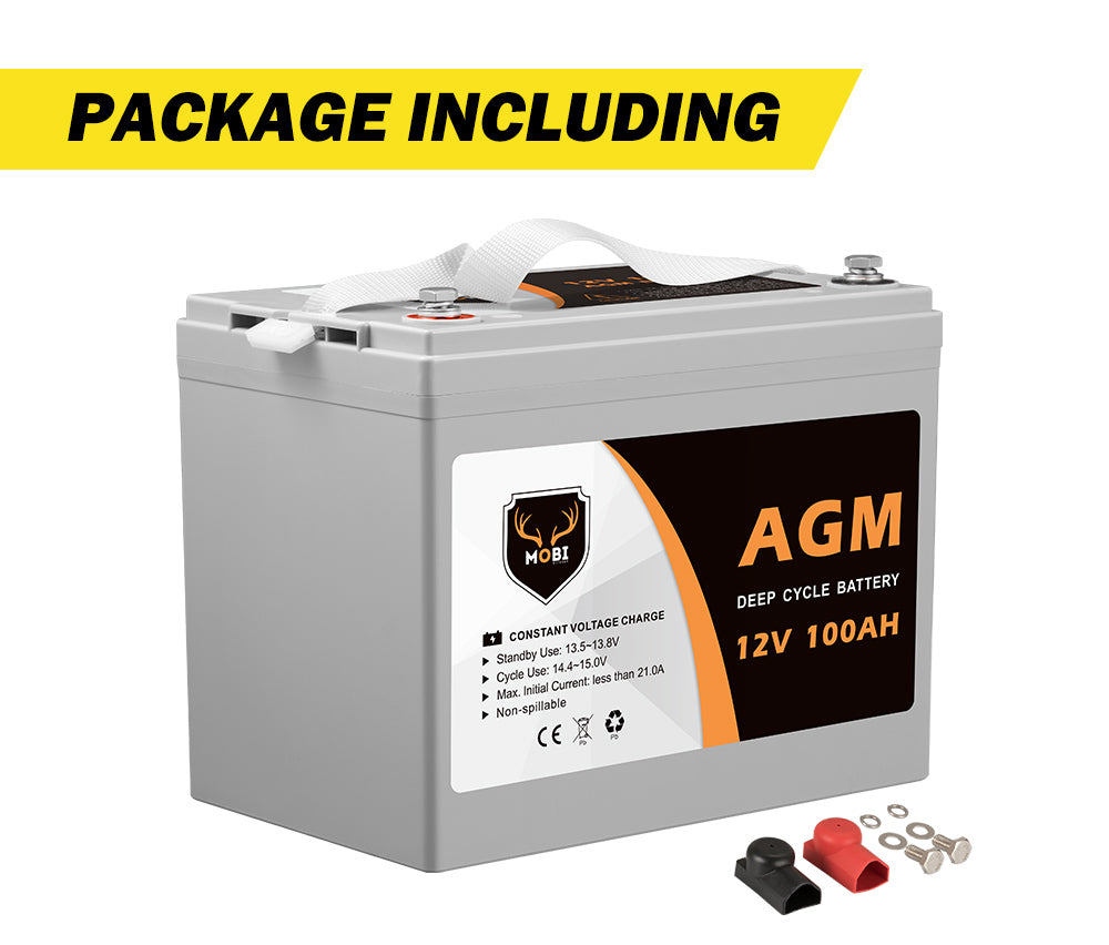 Mobi 100Ah Deep Cycle Battery 12V AGM Marine Sealed Solar Power Portable 4WD