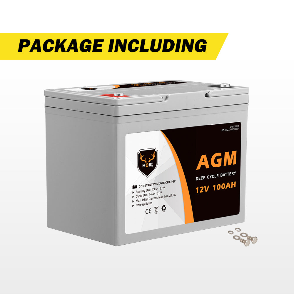 Mobi 100Ah Deep Cycle Battery 12V AGM Marine Sealed Solar Power Portable 4WD