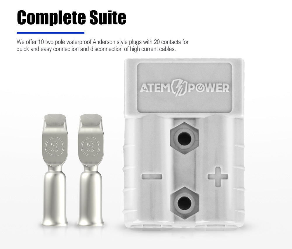 ATEM POWER 10PCS Anderson Style Plug Connectors 50AMP 12-24V 6AWG