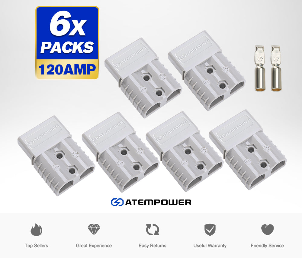 ATEM POWER 6 x Anderson Style Plug Connectors 120 AMP 12-24V 6AWG DC Power Tool