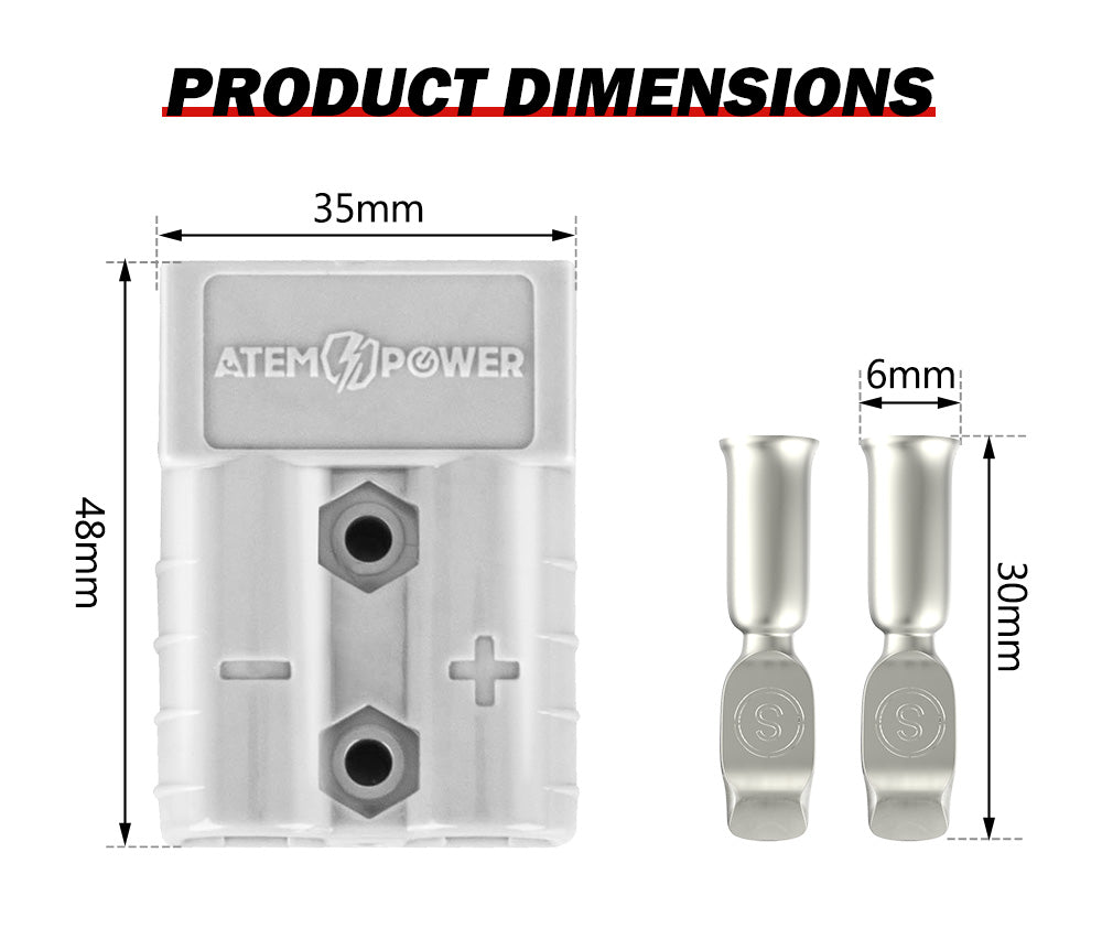 ATEM POWER 50Pcs Anderson Style Plug Connectors 50AMP 12-24V 6AWG