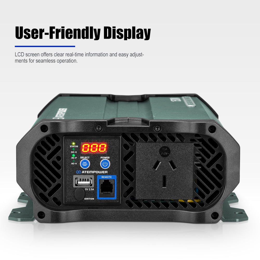 Atem Power 1000W/2000W Pure Sine Wave Inverter 12V to 240V Remote Control Boat
