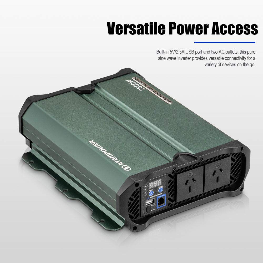 Atem Power 2500W/4900W Pure Sine Wave Inverter 12V to 240V Remote Control Boat