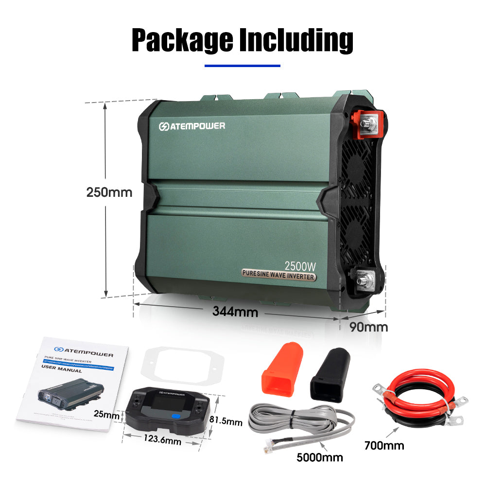Atem Power 2500W/4900W Pure Sine Wave Inverter 12V to 240V Remote Control Boat