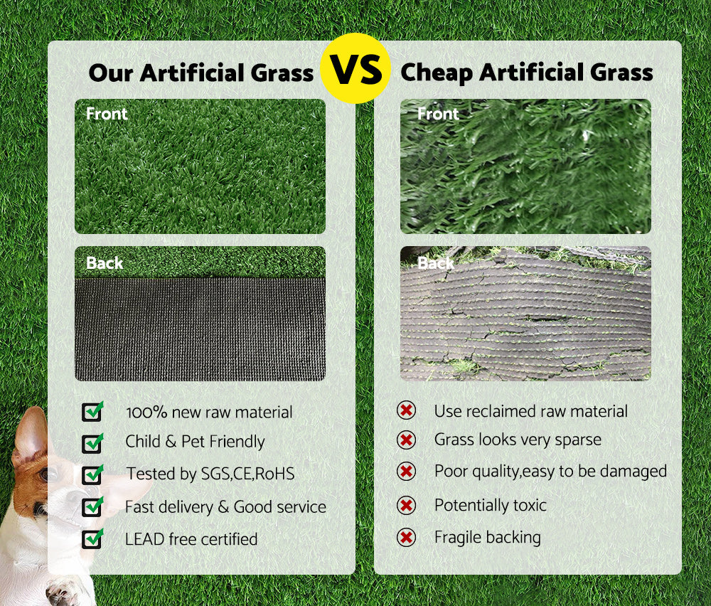 Mobi Artificial Grass Synthetic Fake Lawn 20~60SQM Turf Plant Plastic Olive 10mm