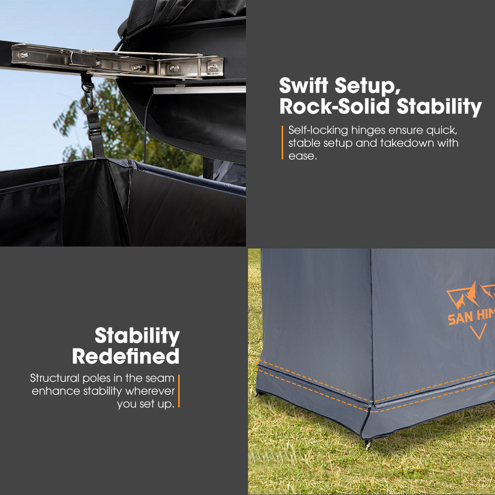San Hima Shower Tent Awning Fold-Out Instant Ensuite Built-in LED Camping Change