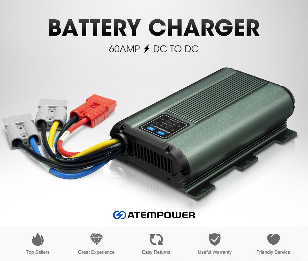 ATEM POWER 12V 60A DC to DC Battery Charger MPPT Dual Battery System lLithium AGM