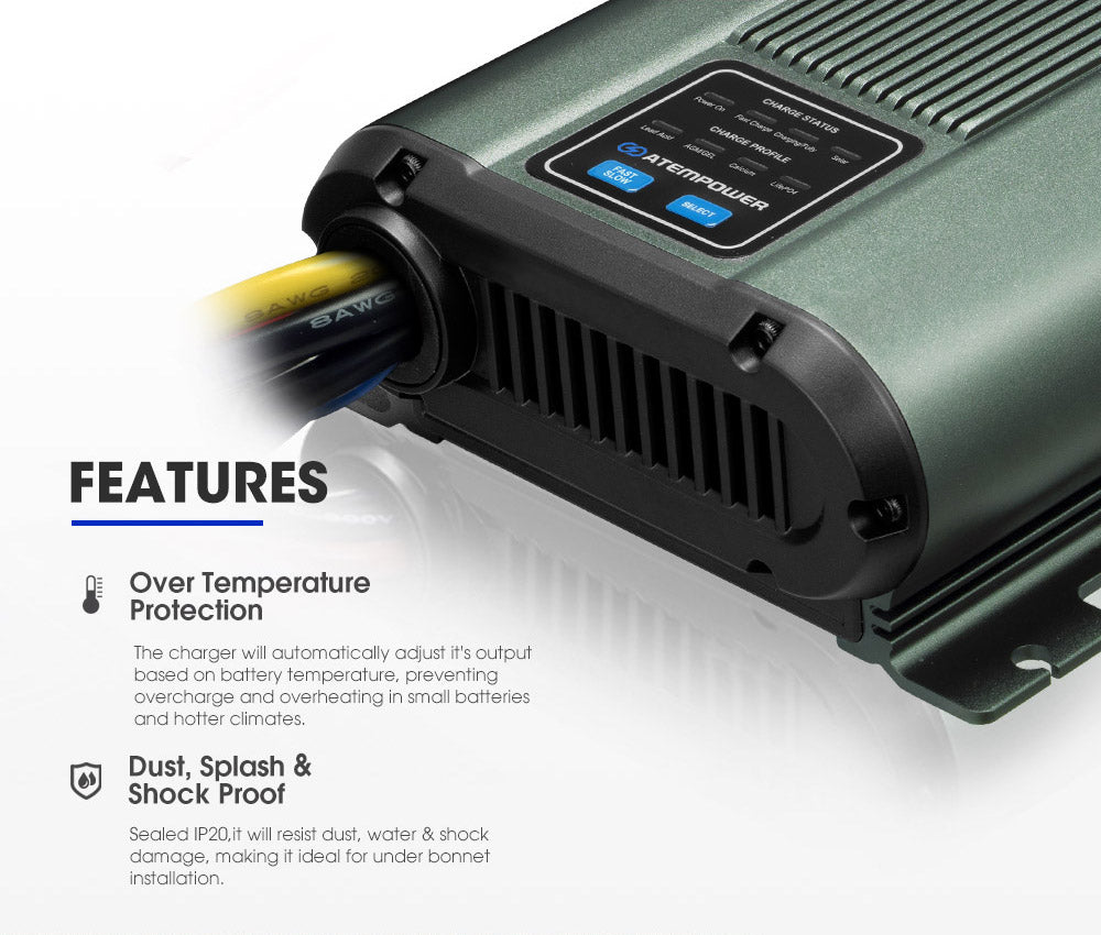ATEM POWER 12V 60A DC to DC Battery Charger MPPT Dual Battery System lLithium AGM