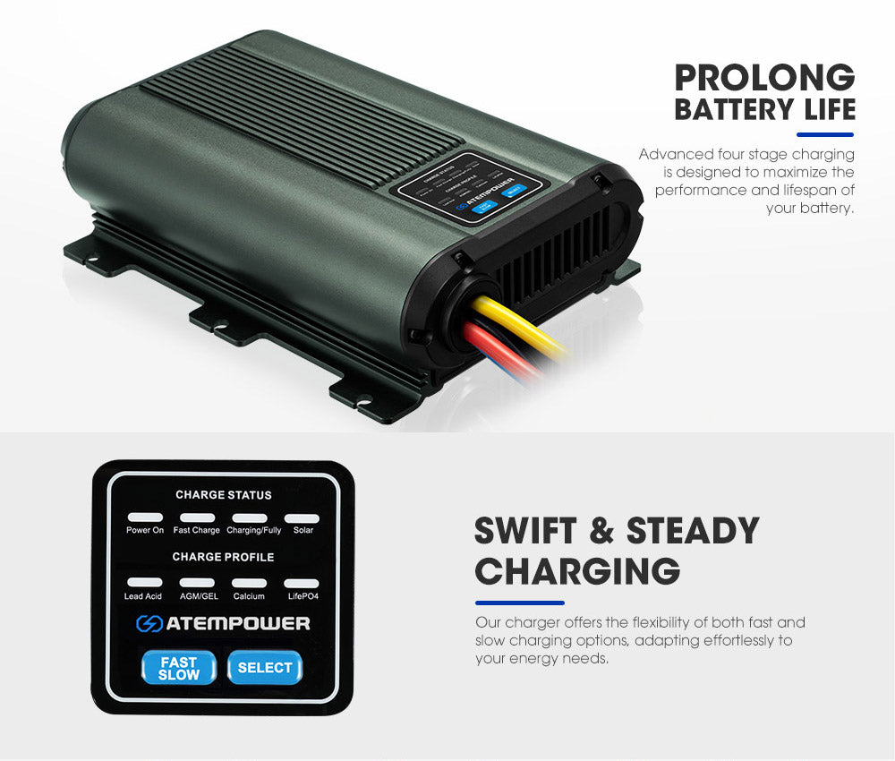ATEM POWER 12V 60A DC to DC Battery Charger MPPT Dual Battery System lLithium AGM