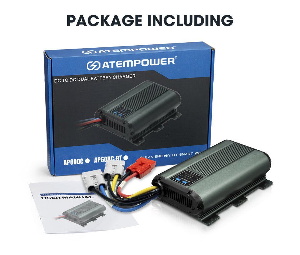 ATEM POWER 12V 60A DC to DC Battery Charger MPPT Dual Battery System lLithium AGM