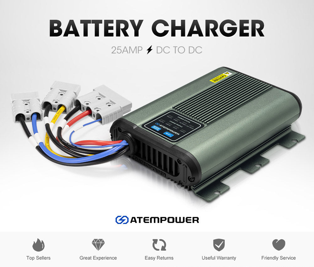 ATEM POWER 12V 25A DC to DC Battery Charger MPPT Dual Battery System Kit Isolator