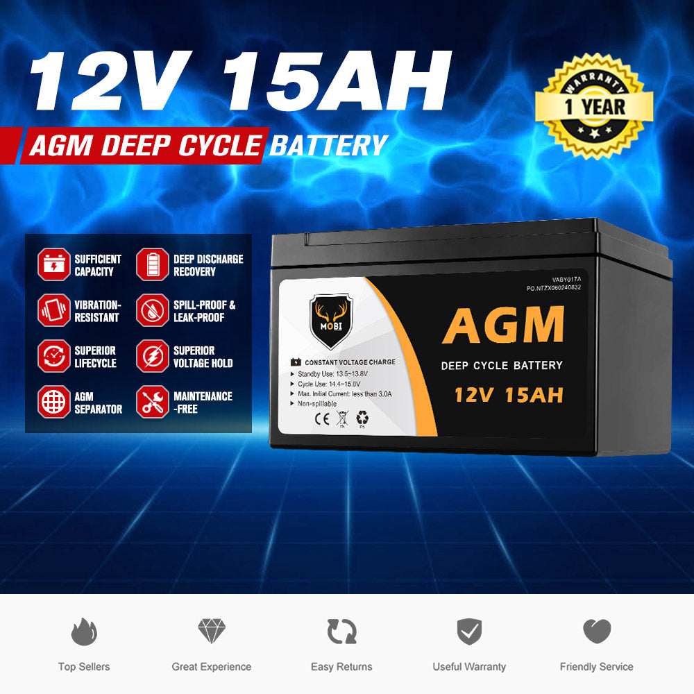 15AH 12V AGM Battery Deep Cycle