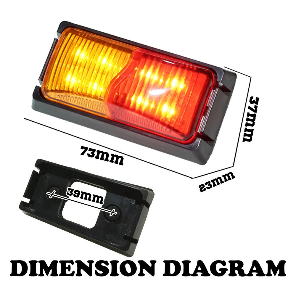 LIGHTFOX 10x LED Clearance Lights Side Marker Amber RED Indicator Trailer Truck Caravan Light