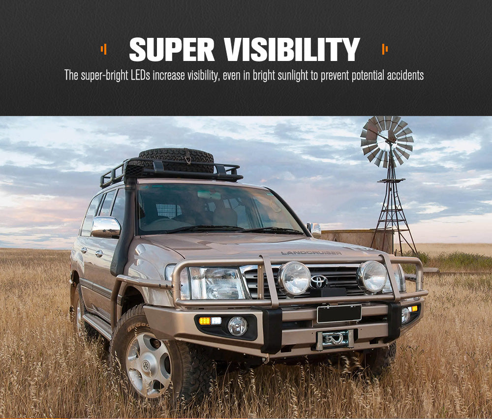 Lightfox 2x LED Bullbar Indicator Light Front Park DRL Sealed Submersible ARB