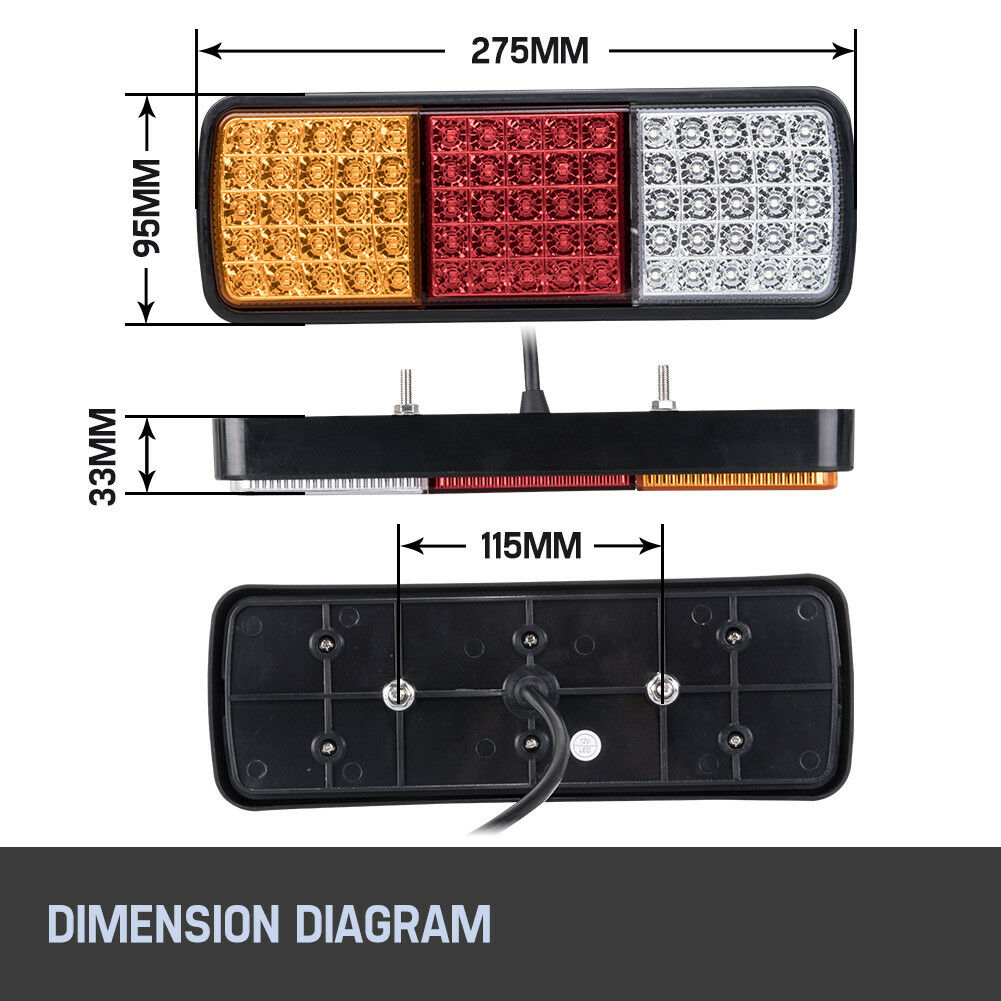 LIGHTFOX Pair LED Vehicle Tail Lights 12V