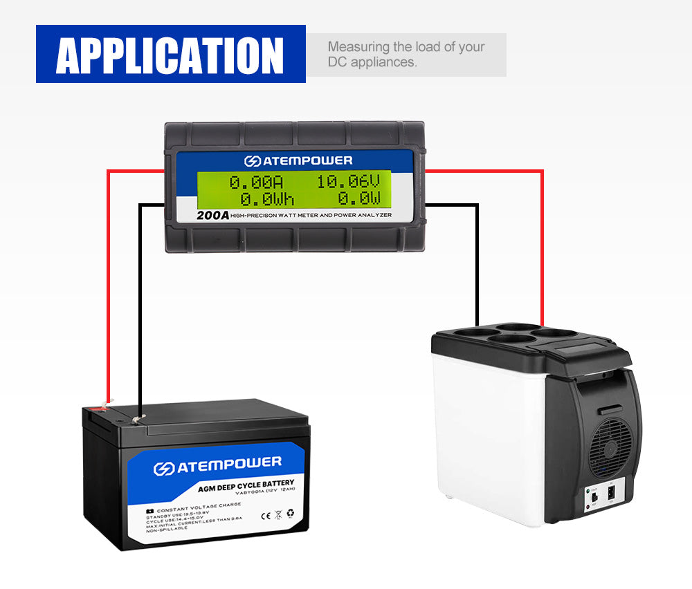 ATEM POWER 200AMP 12V Digital Volt Watt Meter