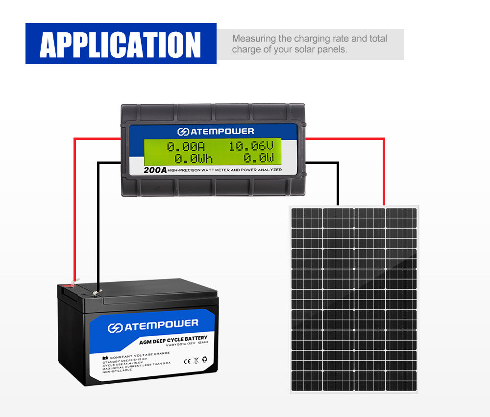 ATEM POWER 200AMP 12V Digital Volt Watt Meter