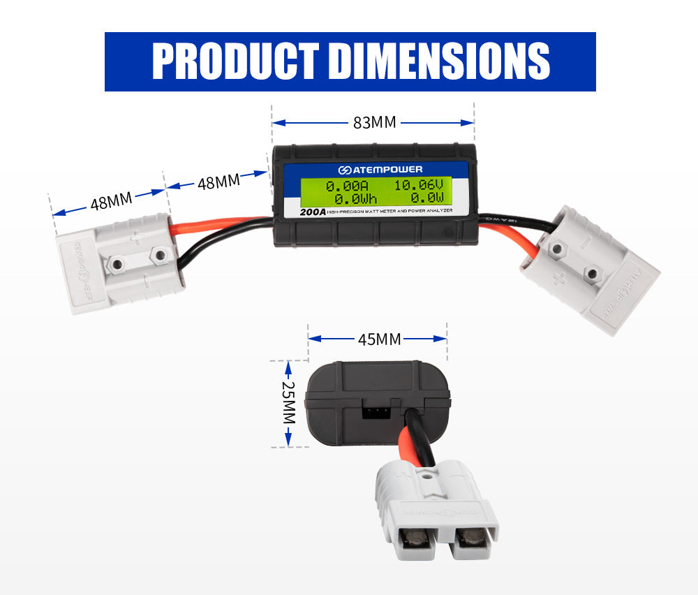 ATEM POWER 200AMP 12V Digital Volt Watt Meter